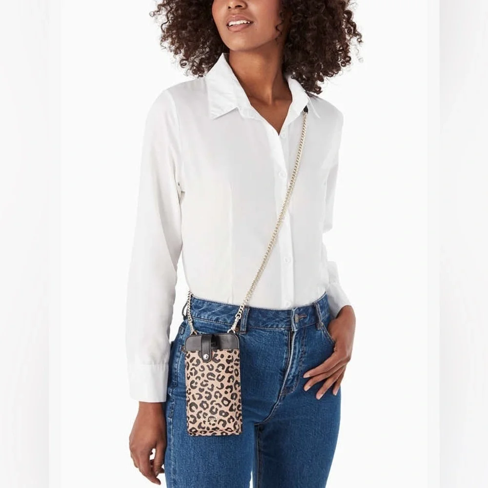 Kate Spade Remi Graphic Leopard Colorblock North South Tab Phone Crossbody NWOT